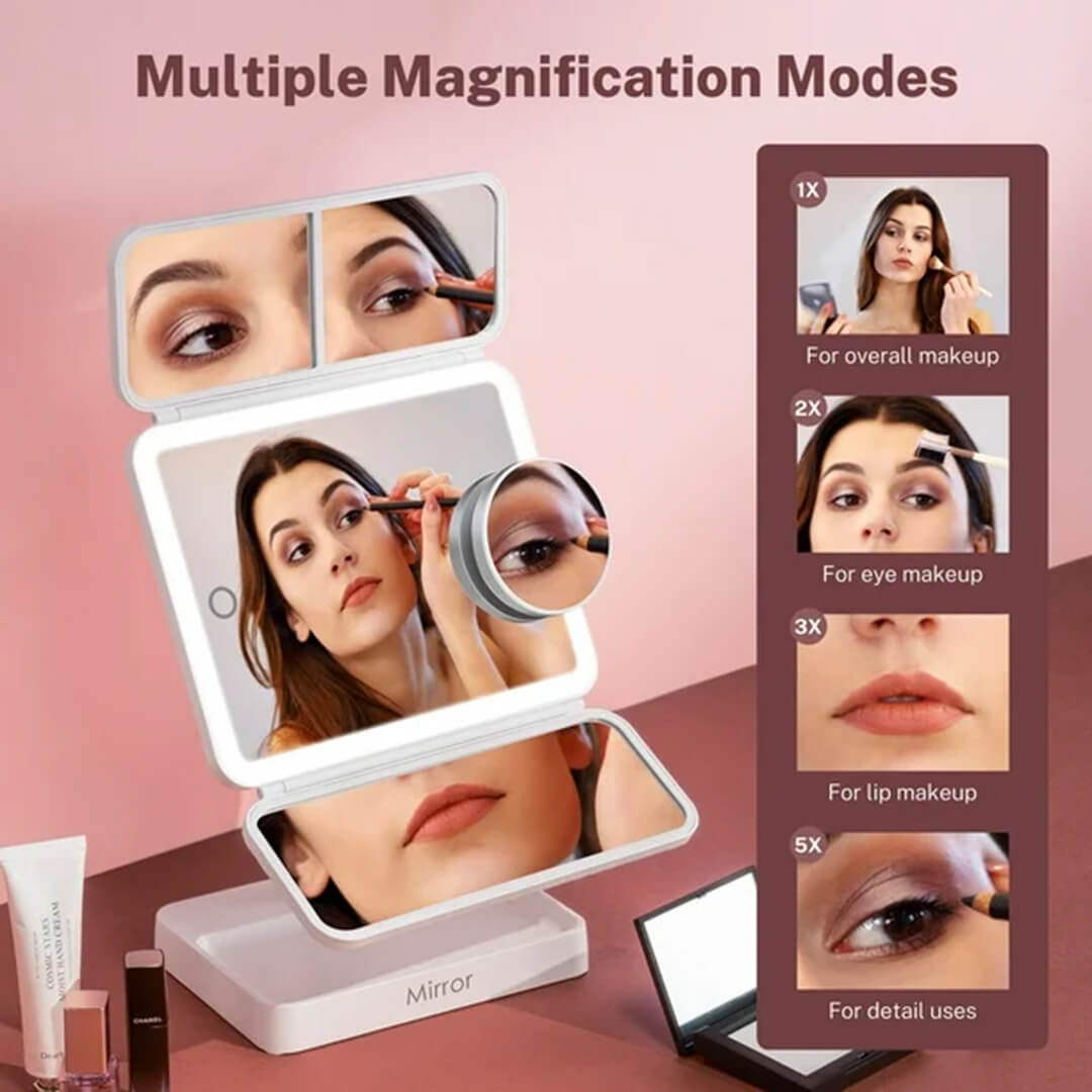 TriGlow™ Illuminated Trifold Vanity Mirror