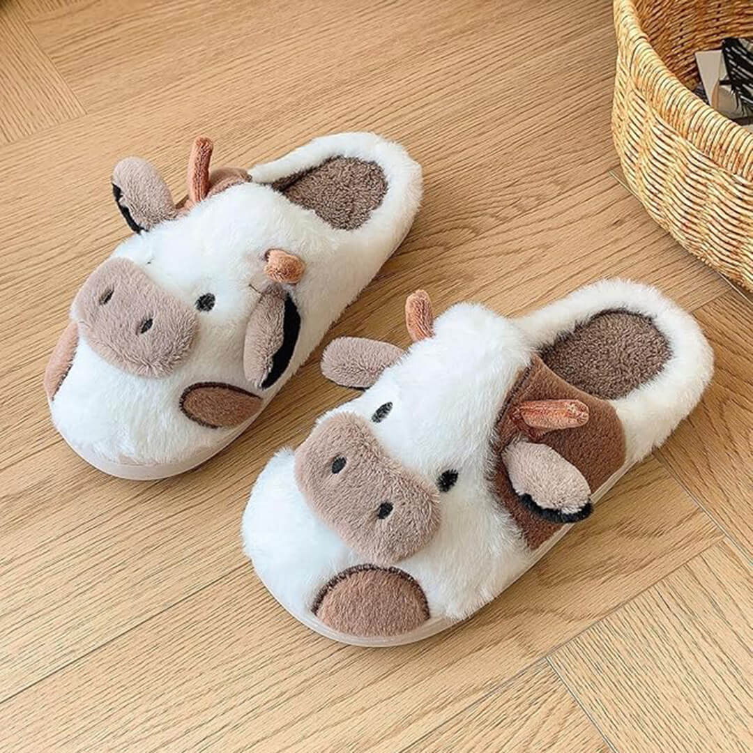 MooMallow™ Fluffy Cow Slippers